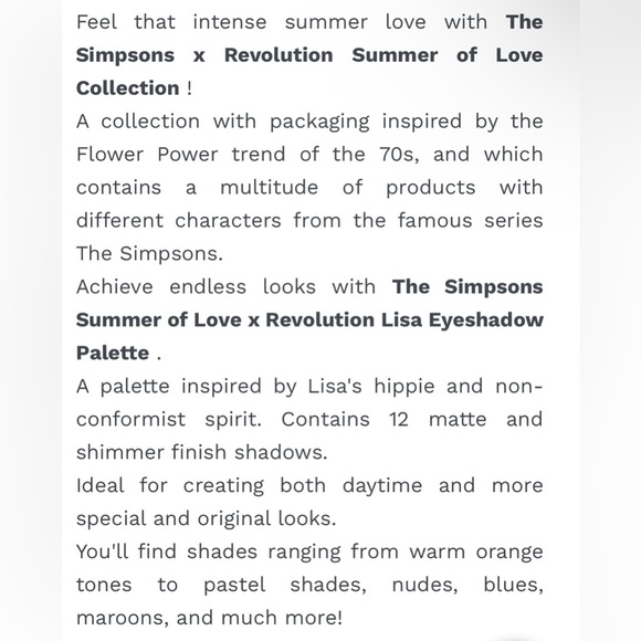 The Simpsons Summer Of Love Revolution Lisa Makeup Palette 12 Shades Eyeshadow - Picture 6 of 10